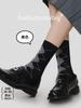 85953 Meias Femininas Zhuji Cor de Outono Color Block Sem Costura Retrô Meia de Cano Médio com Senso de Design Meias de Algodão Branco Inverno Feminino