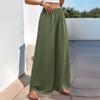 Baifen Ropa2026 Nuevo Estilo Fresco Europeo y Americano de Vacaciones Cintura Elástica Color Sólido Texturizado Holgado Pantalones de Pierna Ancha