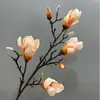 6 Brotes de Flores de Magnolia Artificiales Grandes con Tallos Largos, Flores de Magnolia Simuladas para Bodas, Flores de Algodón Artificiales Grandes, Flores de Magnolia Grandes