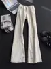 Jeans Bordados de Corte Inclinado High Street Americano para Hombre Rasgos Traviesos Atractivos Marca de Tendencia Sentido del Diseño Pantalones Scimitar Pierna Recta Micro Acampanados Pantalones Largos