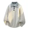 Polo de punto para hombre, diseño holgado, suéter base a la moda, prenda exterior, suéter de moda con estilo universitario para adolescentes