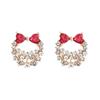Pendientes de plata S925 con forma de aguja y lazo de diamantes, con temperamento de celebridades de Internet, que combinan con todo, tendencia al por mayor.