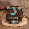 Pulsera Bohemio Estilo Retro Exótico, Pulsera Apilable Multicapa Tejida a Mano, Pulsera de Estilo Étnico de Nicho para Hombres y Mujeres