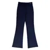 Costura Tridimensional, Diseño Patchwork de Fibra de Acetato Tencel y Lana Merino, Pantalones Casuales de Punto Patchwork de Cintura Alta Acampanados H030818