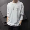 Camiseta masculina de manga comprida 2026 primavera/outono nova estilo coreano casual camisa base top versátil solto moda masculina