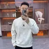 Moletom Masculino Simples e Moderno 2025 Outono Gola Redonda Bordado Casual Tendência Marca Tie-Dye Estilo Coreano Camisa de Base
