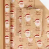 Papel de presente para cartão de Natal, com Papai Noel, flocos de neve e saudações festivas, adequado para embrulhar presentes de feriado - cada rolo tem 17 polegadas de largura x 32,8 jardas de comprimento.
