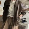 Chaqueta de Cuero PU de Alta Gama con Cremallera Corta para Motociclista Abrigo para Mujer 2026 Invierno Nuevo Retro Petite Top
