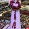 Atacado de Pulseiras de Cinábrio Mineral Vintage, Pulseiras de Areia Dourada Roxa, Contas de Oração, Joias com Contas, Itens Artesanais de Estilo Étnico de Verão