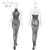 Bodystocking Jacquard Feimo Snake Turns Luck Medias de Red Medias Coquetas Rasgadas Lencería Transparente de Red Tentación Lencería Erótica ZY20