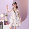 Estilo Novo 2024 Saia Lingerie Pijama Infantil Menina Verão Algodão Bolha Saia Lingerie Desenho Animado Menina Roupas de Casa Camisola