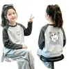 Camiseta Térmica Cepillada de Manga Larga Raglán con Cuello Redondo, Estilo Nuevo Otoño/Invierno 2026 para Niñas, Camiseta Base Casual para Niños Medianos y Grandes