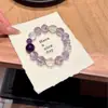 Fragmentos de Estrela Névoa RoxaPulseira Original de Cristal Roxo Natural com Elementos Roxos, Brancos e Fogo Roxo Semelhantes a Gelo Triturado