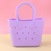 Bolsa de cesta de silicona para niños DIY monedero de dibujos animados bolso de mano con mini agujeros bolsa de almacenamiento portátil para la playa