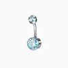 Piercing de umbigo em liga de titânio F136 estilo cilíndrico anel de umbigo com zircônia 5A G23 titânio joias para piercing corporal atacado de fábrica