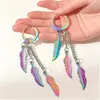 Pendientes de Aro con Cadena de Plumas de Venta Caliente de Comercio Exterior Transfronterizo Europeo y Americano Pendientes para Hombre Pendientes de Plumas