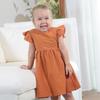 Vestido de Verão para Meninas, Algodão Puro, Classe A, Azul, Alta Qualidade, Novo Estilo Europeu e Americano, 2026, Fino, Uso Diário para Crianças Pequenas