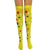 Calcetines de payaso Halloween calcetines de pisotón lunares de payaso pares de medias rojas y amarillas calcetines hasta la rodilla para espectáculo de baile de Pascua