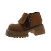 Botas Camel Retro de Suela Gruesa para Mujer 2025 Nuevo Estilo Británico Otoño e Invierno Populares Botas Maillard que Aumentan la Altura