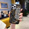 Atractiva Funda de Teléfono Negra con Textura Dorada Estilo Business para Apple 15Pro, Cubierta Protectora de Vidrio de Lujo para Hombres, Iphone17Pro