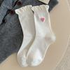 Nuevos Calcetines Holgados de Encaje para Otoño e Invierno con Bordado de Corazón, Calcetines de Media Pantorrilla al por Mayor, Calcetines Sueltos para Maternidad, Calcetines de Algodón Sin Costuras al por Mayor