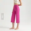 Calça Yoga Wide-Leg Chuandun 2026 Nova com Forro de Fleece, Calça Cropped, Cintura Alta, Adequada para Uso ao Ar Livre, Pilates, Fitness e Yoga