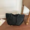Bolsa de Axila Grande Capacidade Estilo Coreano Feminina 2026 Nova Moda Bolsa Tote Tecida Personalidade Tendência Simples Bolsa de Ombro