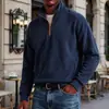 Comercio exterior transfronterizo europeo y americano otoño e invierno para hombre cuello alto media cremallera sudadera textura polar casual camisa polo de manga larga