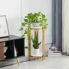 Estilo Nórdico Hierro Forjado Estante para Flores Estante de Almacenamiento Sala de Estar Simple Interior Balcón Lujo Ligero De Pie Mármol Verde Estante para Flores