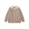 Roupas Vintage 25 Outono/Inverno Novo Retro Falso Duas Peças Gola V Polo Estilo Old Money Suéter Casual Malha Solta