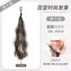 Extensões de cabelo cacheado destacadas, rabo de cavalo falso, cabelo realista, tranças dopamina, realçadoras de volume, coloridas, estilosas, cabelo cacheado longo auto-envolvente