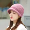 Nuevo Sombrero de Pescador Tejido para Señoras de Mediana Edad y Mayores de Exterior con Forro de Terciopelo para Mantener el Calor y la Moda Otoño e Invierno Sombreros para Madres y Tías Venta al por Mayor