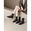 Botines de Tobillo para Mujer 2026 Otoño Nuevo Estilo Retro Francés de Commute, Puntera Cuadrada, Botines Individuales, Tacón Grueso, Cómodos, Versátiles, Botas Adelgazantes
