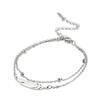Pulsera de acero inoxidable para mujer, con colgante de pluma de doble agujero, cadena de cuentas dobles apiladas de acero de titanio simple, de moda europea y americana