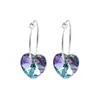 Pendientes de Cristal Corazón de Océano de Plata de Ley S925 Shenzhen Moda Europea y Americana Tendencia Aro Delgado para Oreja Pendientes de Corazón de Melocotón