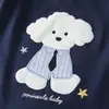 Macacão estiloso de cavalheiro para bebê para o outono, amigo da pele, design com botões de pressão na entreperna, roupas de bebê de manga comprida com corte solto