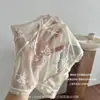 Código Sexy~Pantalitas de Satén Francés para Mujer Encaje Hermosas Nalgas Pantalones Entrepierna de Seda de Morera Cintura Media Ajustadas a la Cadera Tangas para Dama