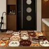 Felpudo de Gato de Dibujos Animados, Felpudo para Puerta de Entrada, Felpudo de Bucle de Seda Retro de Dibujos Animados para Exteriores, Alfombra para Vestíbulo, Antideslizante y Duradero