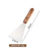 Espátula de cocina de acero inoxidable con mango de madera, espátula para teppanyaki, espátula para bistec, espátula para panqueques, espátula para pizza, utensilio de cocina para sartenes antiadherentes