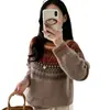 Suéter Jacquard de Lana 100% Estilo Fair Isle Francés para Mujer Otoño e Invierno 2026 Nuevo Suave y Sedoso Top de Punto de Manga Larga