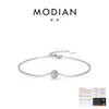 Pulsera de Cadena Fina de Plata de Ley S925 con Moissanita Redonda de 30 Puntos MODIAN para Mujer Lujo Ligero Versátil Joyería para la Mano para Viajar al Trabajo