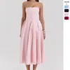 Vestido Europeu e Americano Sexy para Mulheres para Vestido de Verão Puro Sexy Garota Quente Ajustado Sem Costas Midi