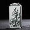 Pendente de Colar de Jade Masculino Marca Jade Lótus Verde Torre de Jade Hetian Bodhisattva Guanyin de Jade de Xinjiang Natural e Tian Qing