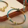 Pulsera Floral Semi-Terminada con Flores de Lirio del Valle, Pulsera de Hilo con Cuentas DIY con Diseño de Paisaje de Mil Millas, Pulsera Trenzada Hecha a Mano para Mujer con Estilo Nacional