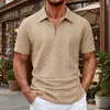 2026 Nova Blusa de Moletom Masculina de Verão Transfronteiriça Europeia e Americana Comércio Exterior Casual Gola Lapela Meio Zíper Pulôver Manga Curta Roupa Masculina