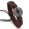 Acessórios Europeus e Americanos Mais Vendidos Padrão Vintage em Liga de Metal Pulseira de Couro Tecida à Mão Pulseira Simples Personalizada Pulseira