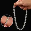 Cadena de Vidrio con Forma de Corazón 11 mm de Venta Caliente Transfronteriza Temu, Cadena Cubana Versátil de Estilo Simple de Lujo Ligero Incrustada con Diamantes, Venta al por Mayor desde el Fabricante