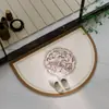 Novo tapete de chão semicircular com padrão floral e de pássaros estilo chinês para hall de entrada, antiderrapante, absorvente de água, fácil de limpar, resistente à sujeira, personalizável