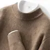 Suéter de cachemir 100% puro para hombre con cuello alto medio, tejido cálido de otoño e invierno, camisa base de color liso estilo business casual