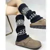 Polainas de Punto Fair Isle para Mujer, Otoño/Invierno 2025 Nuevas Calcetines Largos de Tubo Gris Vintage, Adecuados para Usar con Botas de Nieve, Engrosados para Calidez